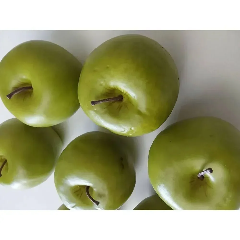 Faux Green Apples Lot of 7 Artificial Fake w/stems